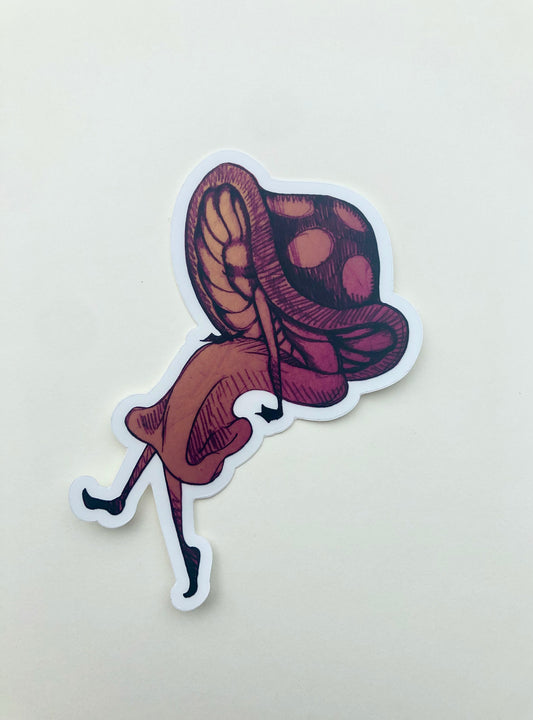 Mushroom Girl Sticker - Red